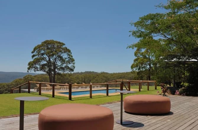 The terrace at the Homestead looking out over the property