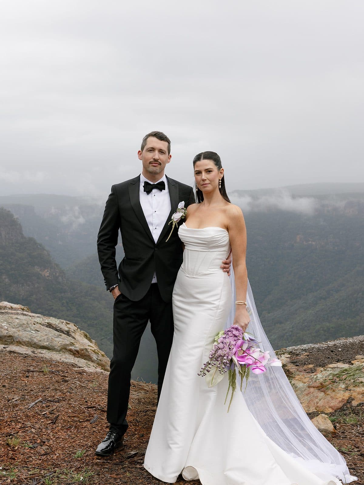 Matt and Holly at The Cliffs, cloud filling the gorge behind them